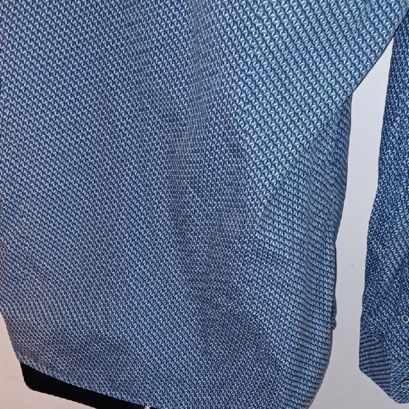 Marks & Spencer Autograph Blue Slim Fit Dress Shirt w/ Geometric Pattern, L - Picture 5 of 8
